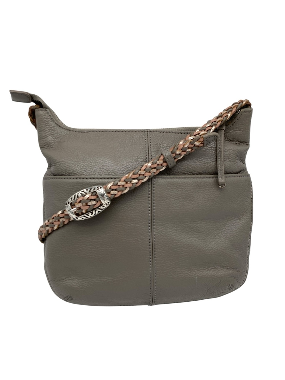 Vintage Brighton Braided Strap Leather Crossbody Bag